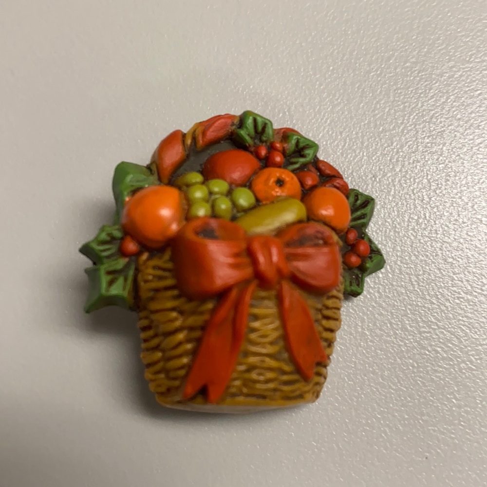 Vintage Hallmark Cards Holiday Fruit Basket Brooch
